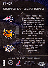 2007-2008 OPC Premier Remnants Triples PT-KOR Alexander Ovechkin :: Alexander Radulov  :: Ilya Kovalchuk
