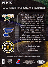 2007-2008 OPC Premier Remnants Triples PT-MTK Keith Tkachuk :: Mike Modano  :: Phil Kessel