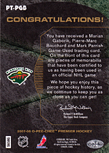2007-2008 OPC Premier Remnants Triples PT-PGB Marian Gaborik :: Mark Parrish  :: Pierre-Marc Bouchard
