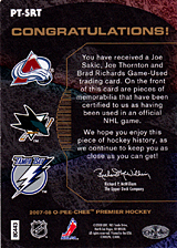 2007-2008 OPC Premier Remnants Triples PT-SRT Brad Richards :: Joe Sakic  :: Joe Thornton
