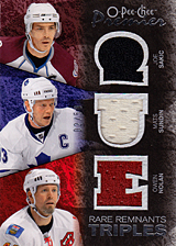 2007-2008 OPC Premier Remnants Triples PT-SSN Joe Sakic :: Mats Sundin  :: Owen Nolan