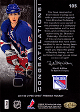 2007-2008 OPC Premier Rookies Card 105 Brandon Dubinsky