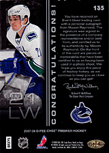 2007-2008 OPC Premier Rookies Card 135 Mason Raymond