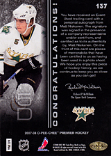 2007-2008 OPC Premier Rookies Card 137 Matt Niskanen