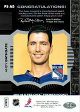 2007-2008 OPC Premier Stitchings PS-AB Andy Bathgate