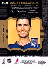 2007-2008 OPC Premier Stitchings PS-AB Andy Bathgate