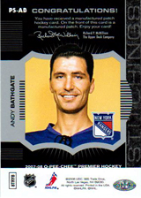 2007-2008 OPC Premier Stitchings PS-AB Andy Bathgate