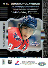 2007-2008 OPC Premier Stitchings PS-AO Alexander Ovechkin