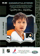 2007-2008 OPC Premier Stitchings PS-BC Bobby Clarke