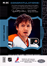 2007-2008 OPC Premier Stitchings PS-BC Bobby Clarke