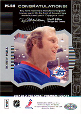 2007-2008 OPC Premier Stitchings PS-BH Bobby Hull