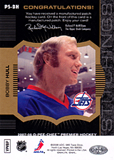 2007-2008 OPC Premier Stitchings PS-BH Bobby Hull