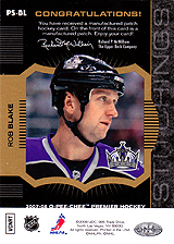 2007-2008 OPC Premier Stitchings PS-BL Rob Blake