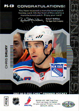 2007-2008 OPC Premier Stitchings PS-CD Chris Drury