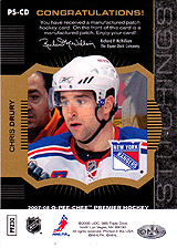 2007-2008 OPC Premier Stitchings PS-CD Chris Drury