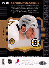 2007-2008 OPC Premier Stitchings PS-CN Cam Neely