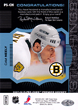 2007-2008 OPC Premier Stitchings PS-CN Cam Neely