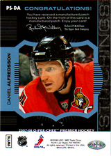 2007-2008 OPC Premier Stitchings PS-DA Daniel Alfredsson