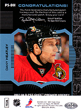 2007-2008 OPC Premier Stitchings PS-DH Dany Heatley
