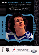 2007-2008 OPC Premier Stitchings PS-DS Darryl Sittler