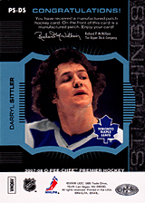 2007-2008 OPC Premier Stitchings PS-DS Darryl Sittler