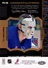 2007-2008 OPC Premier Stitchings PS-EG Ed Giacomin