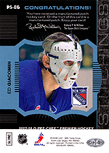 2007-2008 OPC Premier Stitchings PS-EG Ed Giacomin