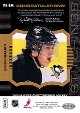 2007-2008 OPC Premier Stitchings PS-EM Evgeni Malkin