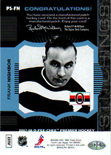 2007-2008 OPC Premier Stitchings PS-FN Frank Nighbor