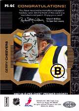 2007-2008 OPC Premier Stitchings PS-GC Gerry Cheevers
