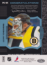 2007-2008 OPC Premier Stitchings PS-GC Gerry Cheevers