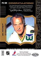 2007-2008 OPC Premier Stitchings PS-GH Gordie Howe