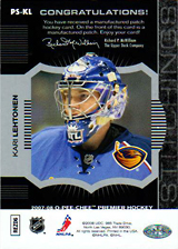 2007-2008 OPC Premier Stitchings PS-KL Kari Lehtonen