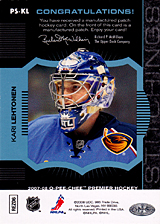 2007-2008 OPC Premier Stitchings PS-KL Kari Lehtonen