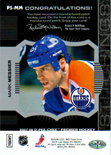 2007-2008 OPC Premier Stitchings PS-MM Mark Messier