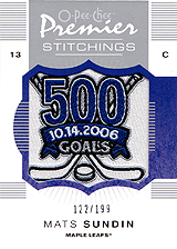 2007-2008 OPC Premier Stitchings PS-MS Mats Sundin