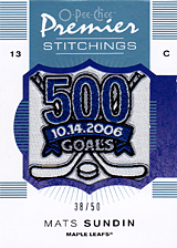 2007-2008 OPC Premier Stitchings PS-MS Mats Sundin