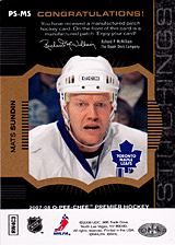 2007-2008 OPC Premier Stitchings PS-MS Mats Sundin
