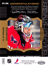 2007-2008 OPC Premier Stitchings PS-OK Olaf Kolzig