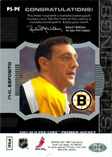 2007-2008 OPC Premier Stitchings PS-PE Phil Esposito