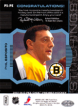 2007-2008 OPC Premier Stitchings PS-PE Phil Esposito