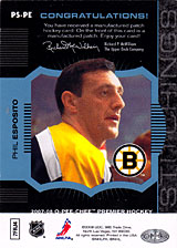 2007-2008 OPC Premier Stitchings PS-PE Phil Esposito