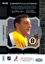 2007-2008 OPC Premier Stitchings PS-PE Phil Esposito
