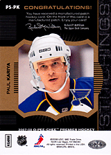 2007-2008 OPC Premier Stitchings PS-PK Paul Kariya