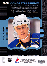 2007-2008 OPC Premier Stitchings PS-PK Paul Kariya