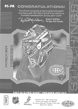 2007-2008 OPC Premier Stitchings PS-PR Patrick Roy
