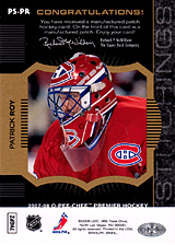 2007-2008 OPC Premier Stitchings PS-PR Patrick Roy