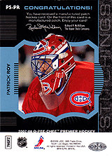 2007-2008 OPC Premier Stitchings PS-PR Patrick Roy