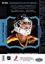 2007-2008 OPC Premier Stitchings PS-RB Richard Brodeur