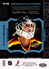 2007-2008 OPC Premier Stitchings PS-RB Richard Brodeur